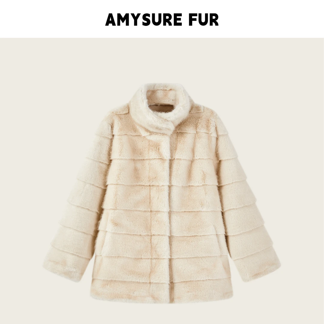 爱米修【鎏金世家】短款柔绒 2025冬季新款毛毛外套25093-C