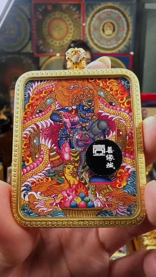 吊坠壹善缘城手绘唐卡黑C