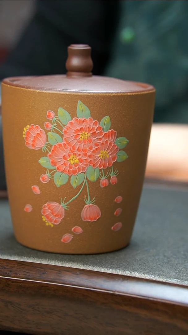 【闪购商品】紫砂茶壶花花茶叶罐