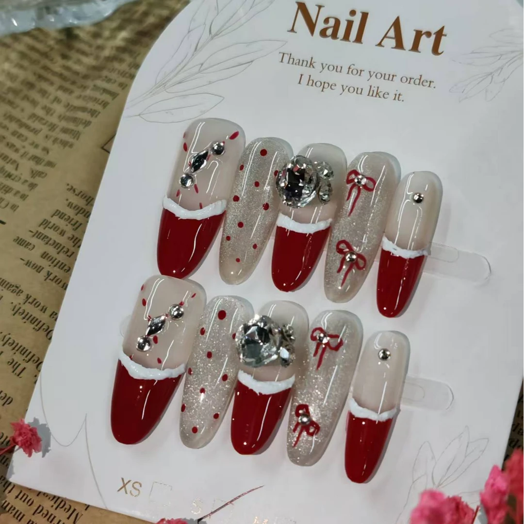 【全疆包邮068】高级纯欲纯手工穿戴甲ins风穿戴式可爱心动