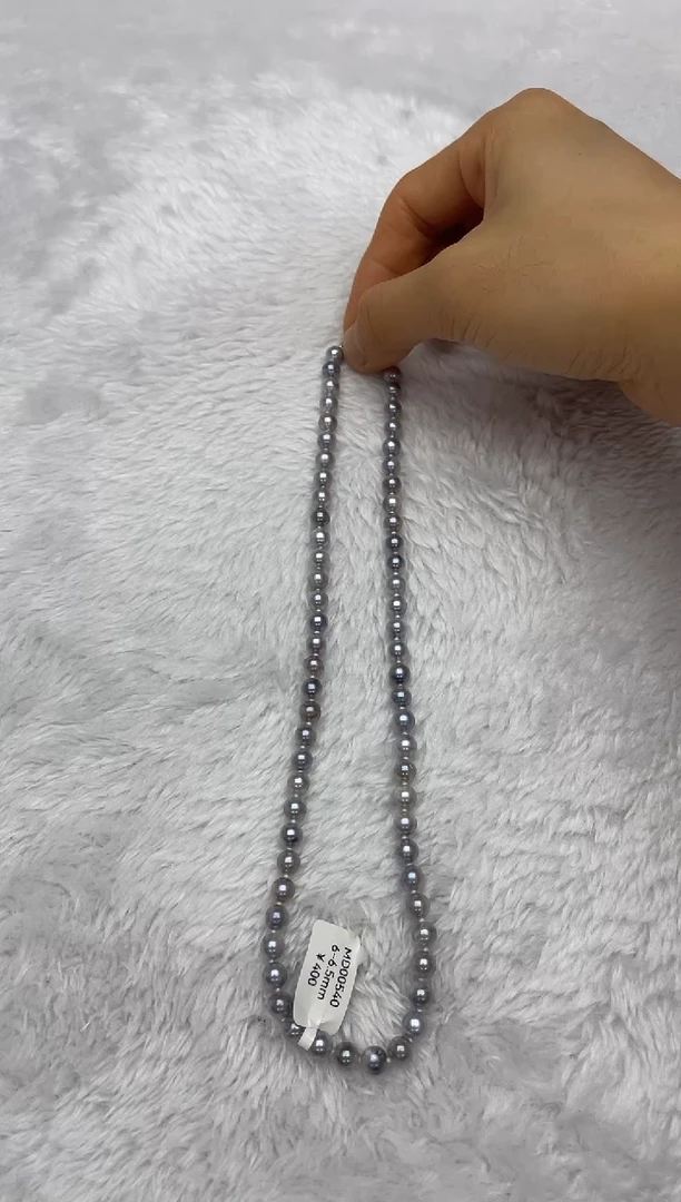 项链银S925镶嵌海水珍珠AK真多麻6-6.5mm