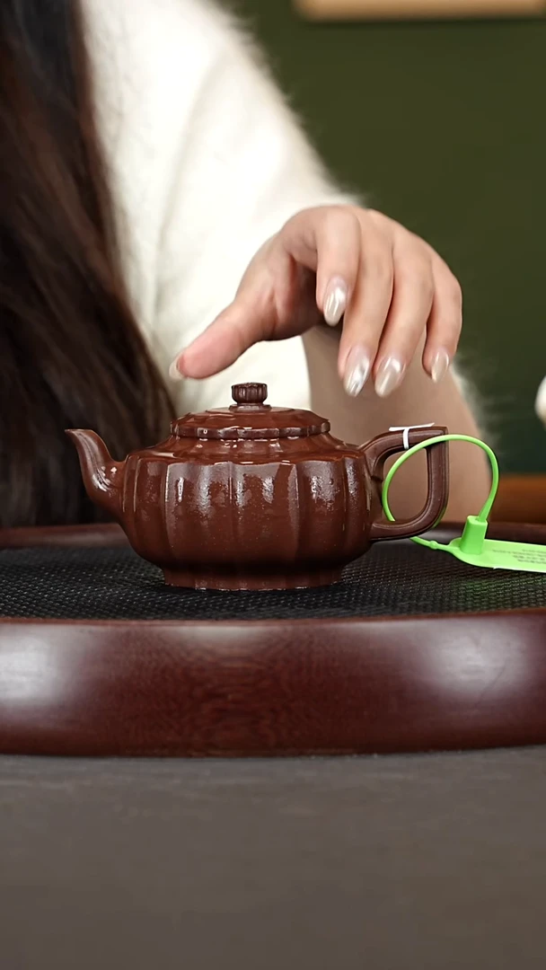 茶壶紫砂28CH筋纹雪华 紫檀泥260cc