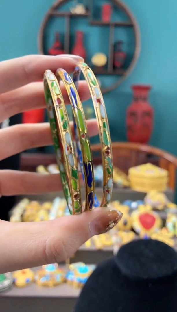 景泰蓝金地细镯子三个58-64