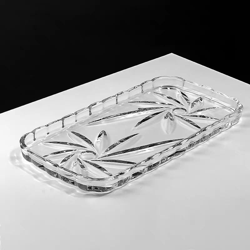 长度35cm宽度18cm太阳花长盘玻璃方形果盘家用平盘兼水杯收纳托盘