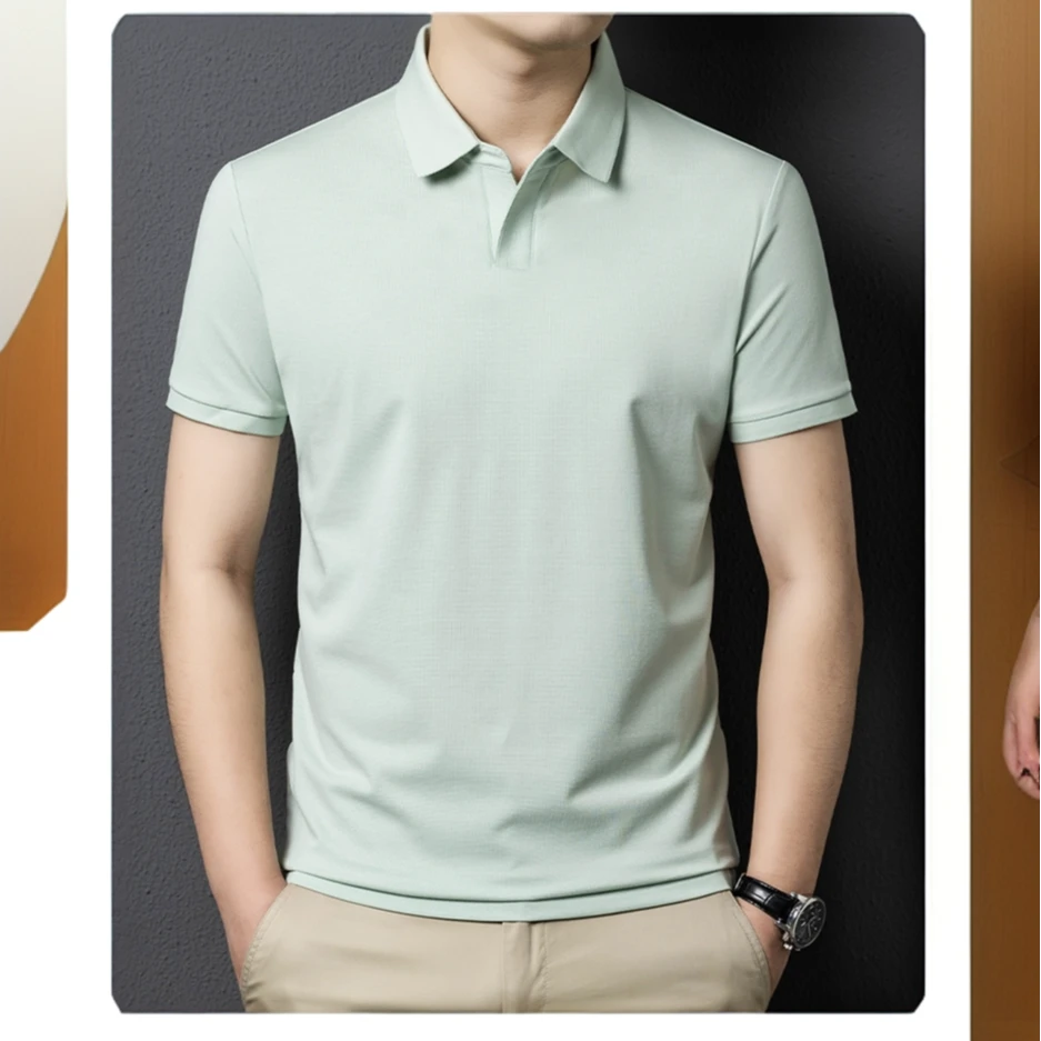 FIRS/杉杉海鸥领长绒棉短袖T恤男女同款T恤POLO衫