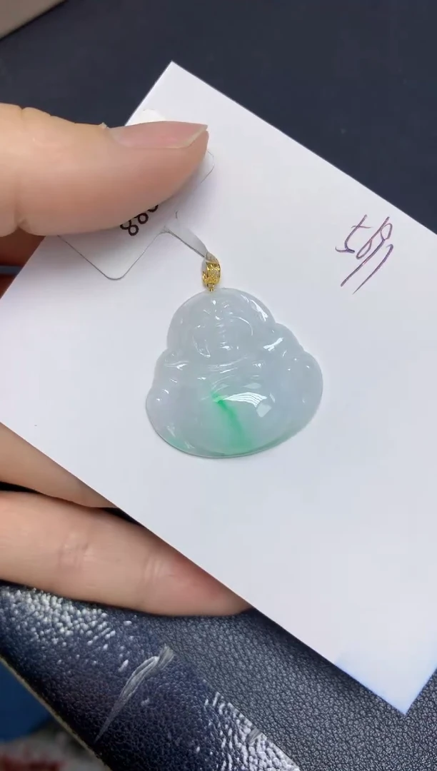 【闪购商品】翡翠挂件18K金镶嵌 天然翡翠A货