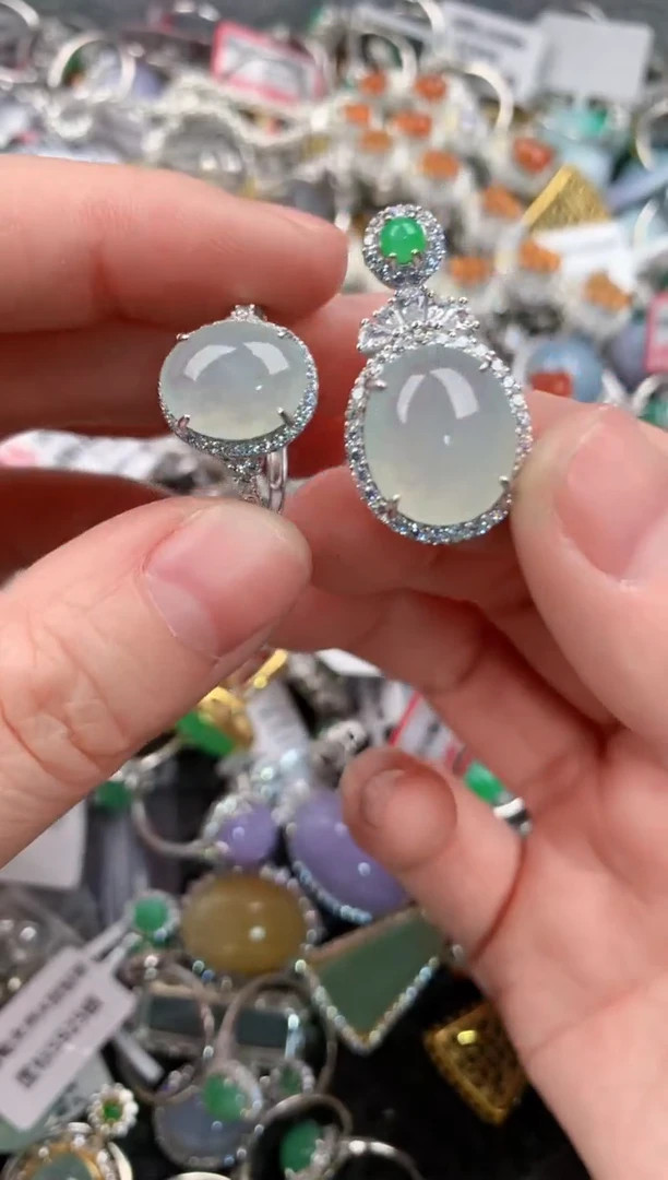 银S925镶嵌戒指翡翠666--3