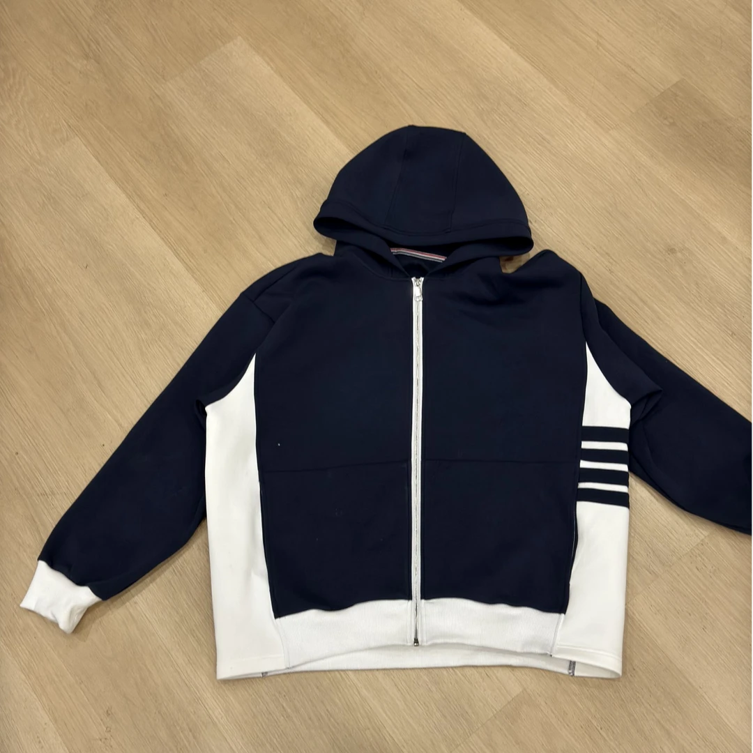 马丁叔叔 25春夏新款高级感四道杠连帽长裤卫衣套装