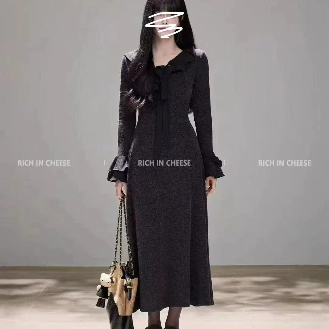 2025新款欧货韩系甜美减龄荷叶v领飞飞袖口胖mm显瘦连衣裙9319