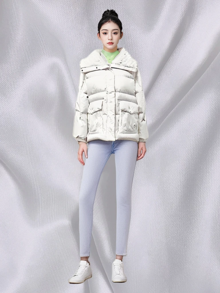 乔特迪  女士户外运动羽绒服短款 毛领韩版冬季CE4201