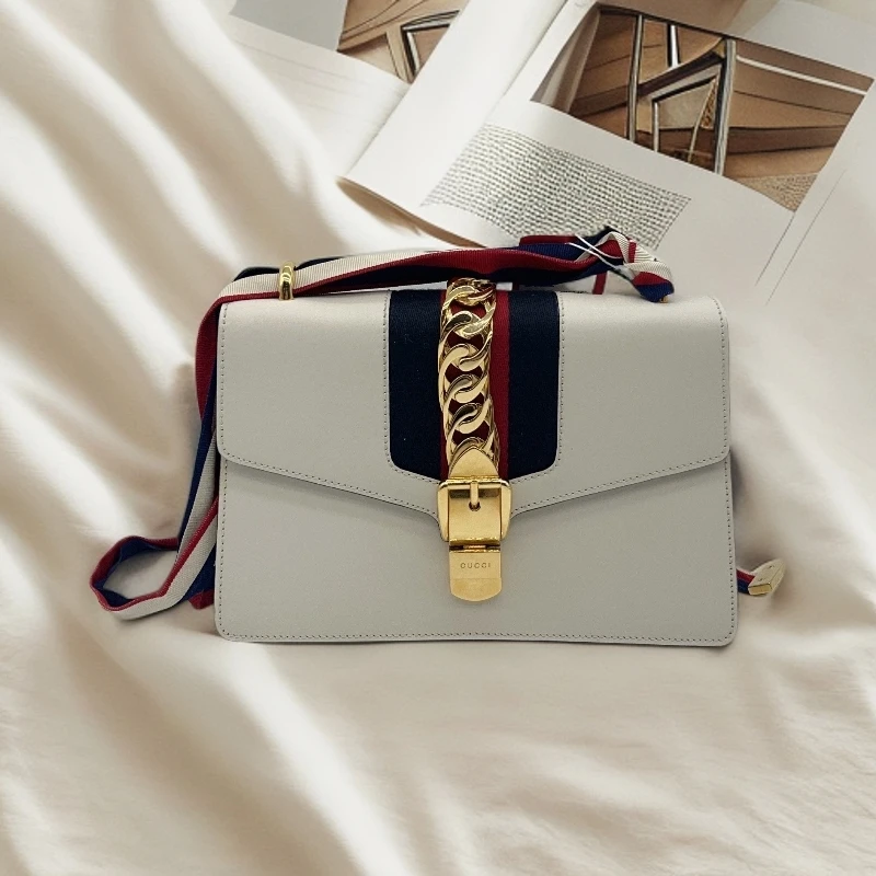 95新 GUCCI/古驰 白色塞尔维亚单肩包1602 9452
