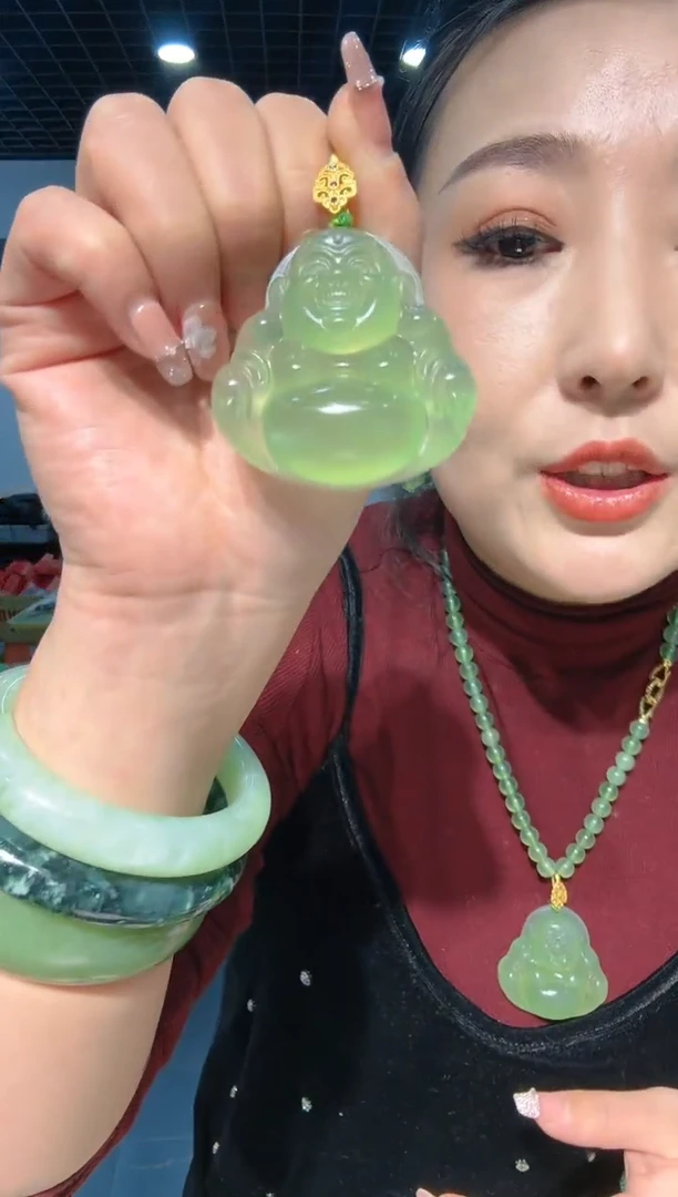 【闪购商品】岫玉颈饰未镶嵌180冰透佛公万能扣-11