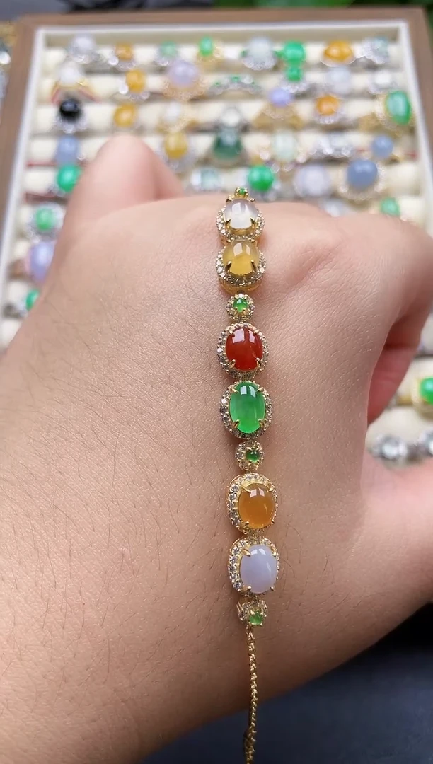 银S925镶嵌手链翡翠161