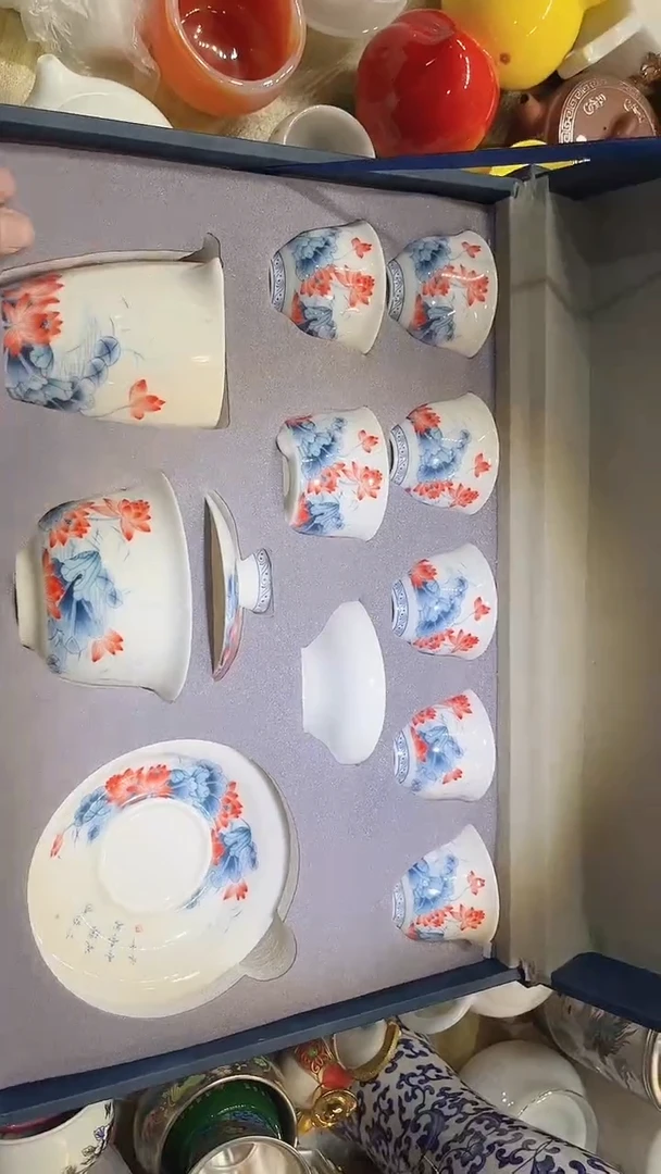 瓷片德艺茶器直播间@@荷花套装