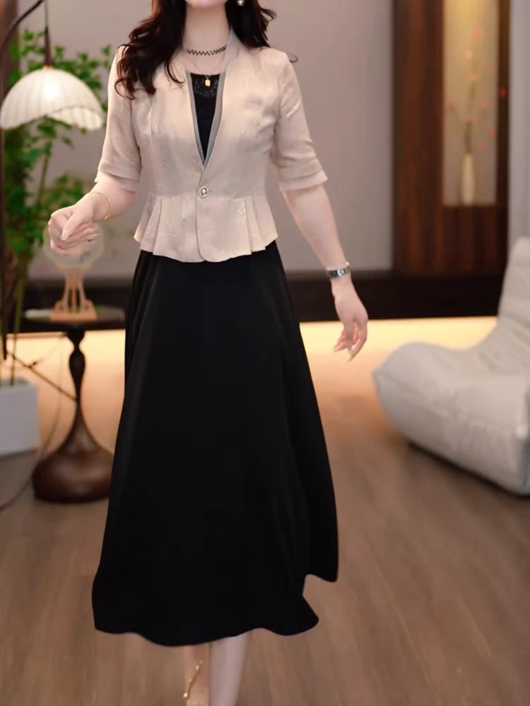 【SY303】时尚套装连衣裙女2025夏季新款气质显瘦减龄两件套裙子