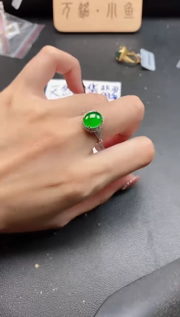 银S925镶嵌戒指翡翠51151