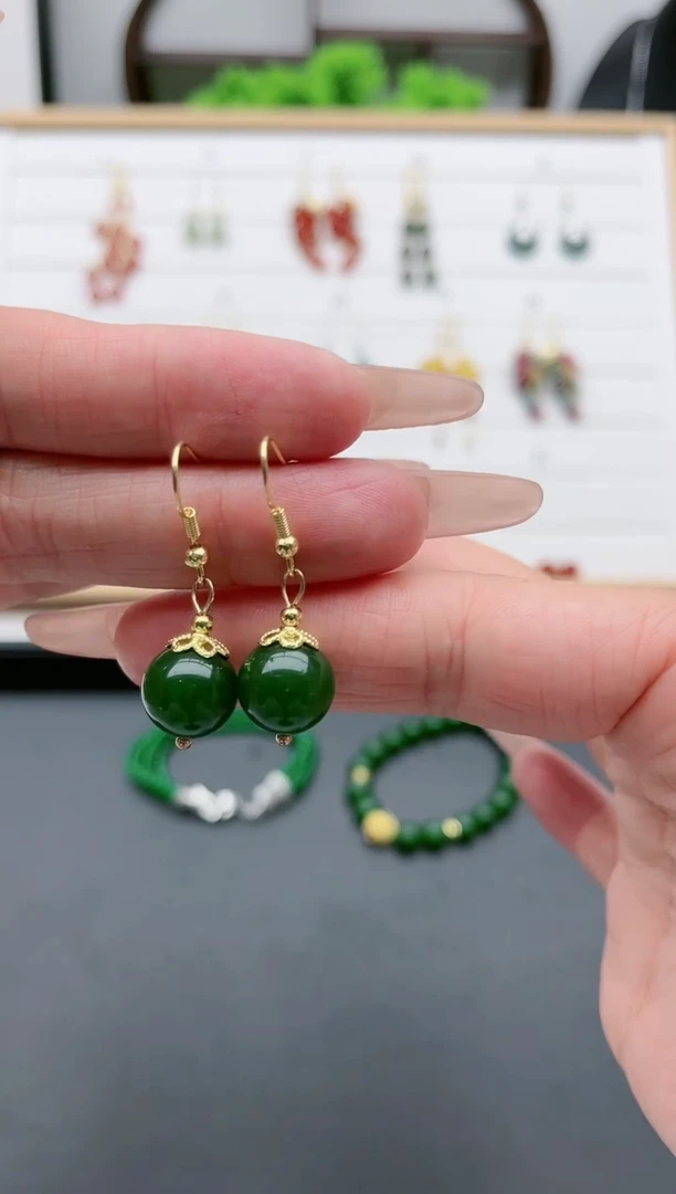 【闪购商品】玛瑙/玉髓耳饰银S925镀金镶嵌8011