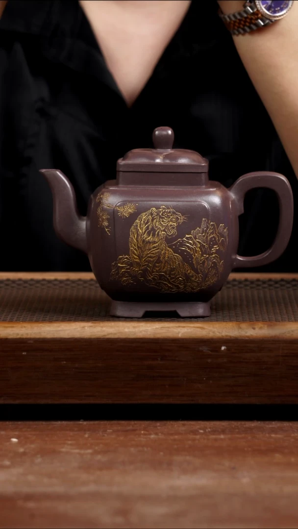 茶壶紫砂老料底槽青四方夺魁450CC