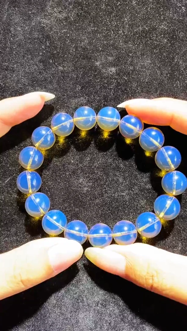 蓝珀未镶嵌珠宝奇石默12MM蓝珀定制手持