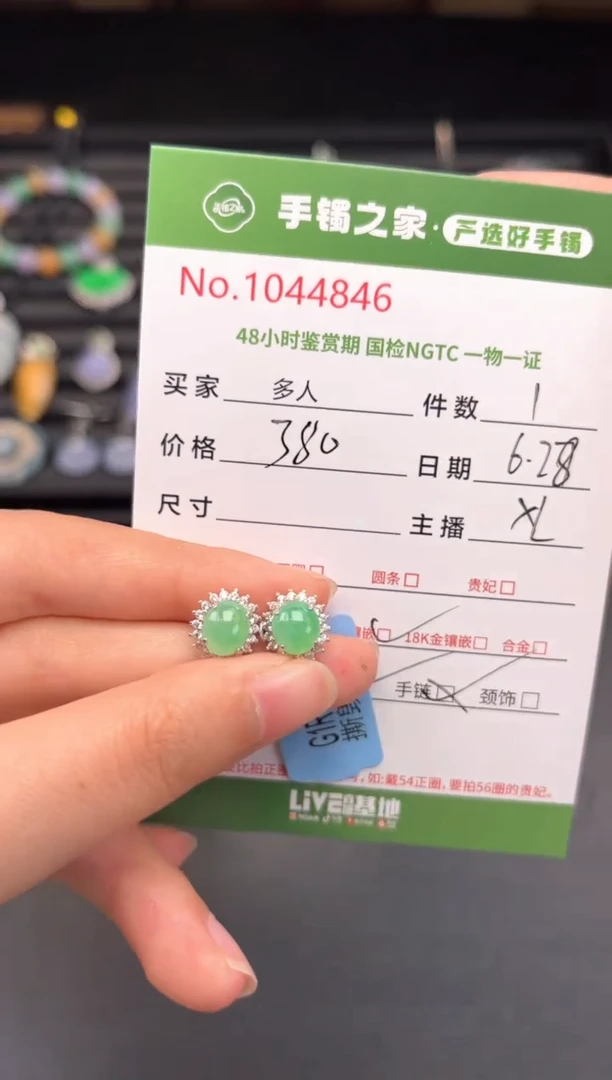 翡翠银S925镶嵌耳饰多人