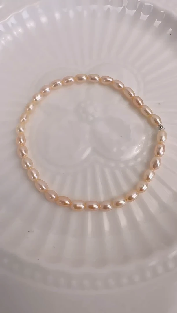 【闪购商品】淡水珍珠手绳银S925镶嵌3-4mm中国红 手链