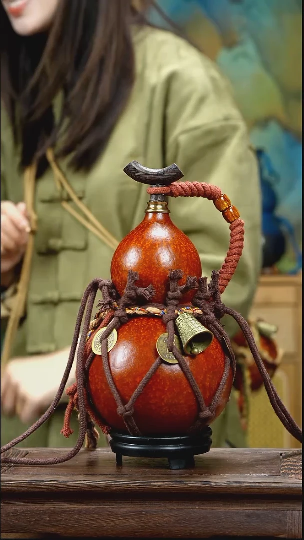 YU087复古网兜款天然酒葫芦（一物一拍）