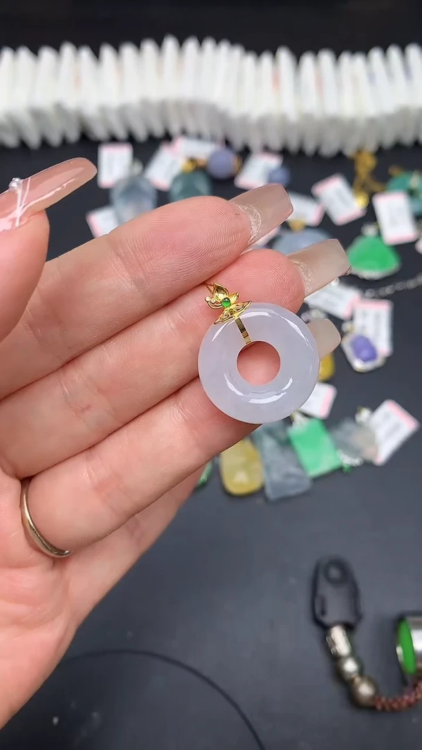 翡翠18K金镶嵌吊坠(不含链)MS193111