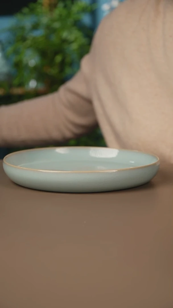 原矿釉天青丰华碟微暇