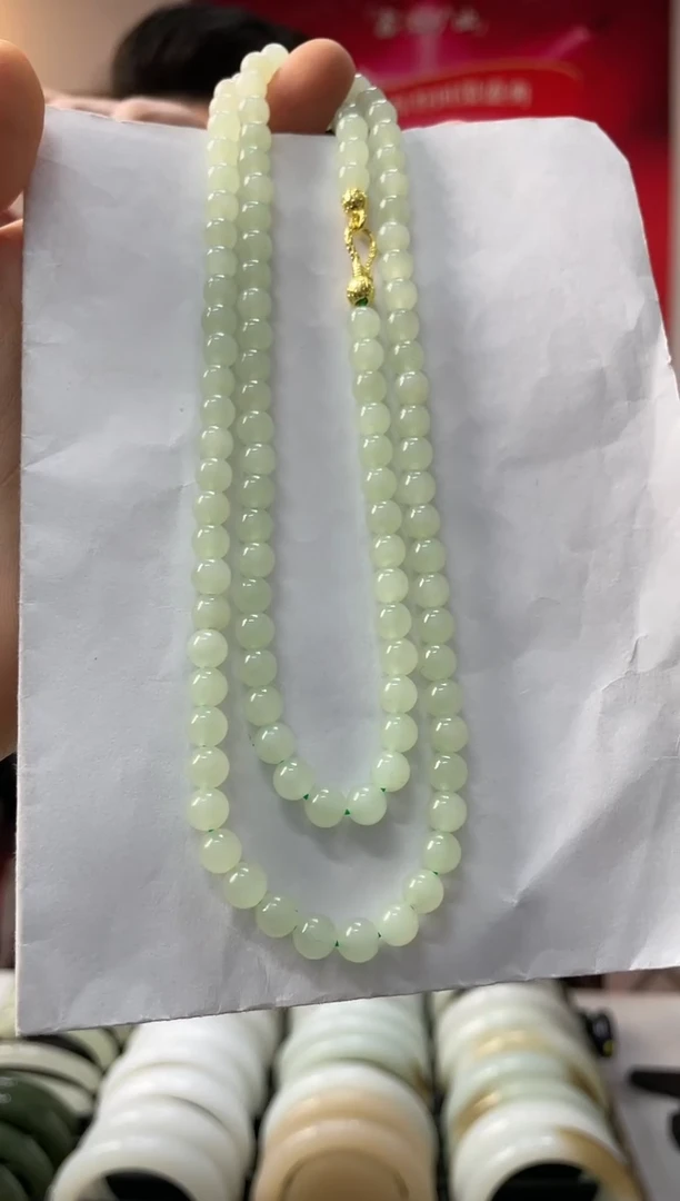 【闪购商品】和田玉颈饰未镶嵌翠胶猫卡6-5 108颗发一件