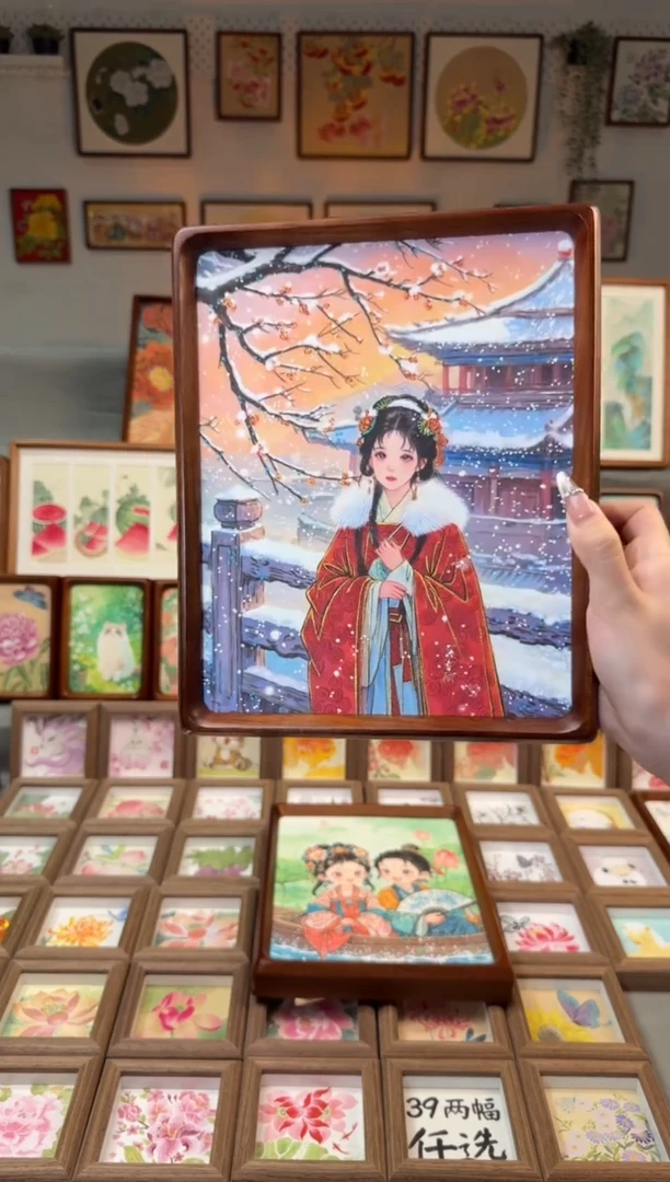 国画红梅女孩 手绘国画10