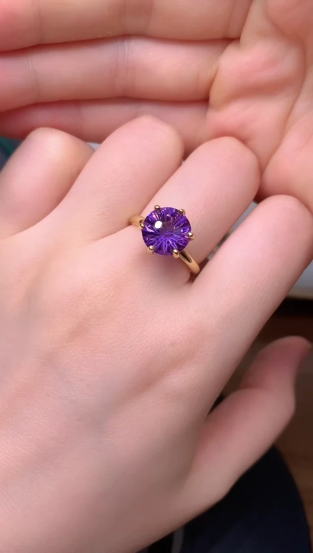 银S925镶嵌戒指紫晶J05-5