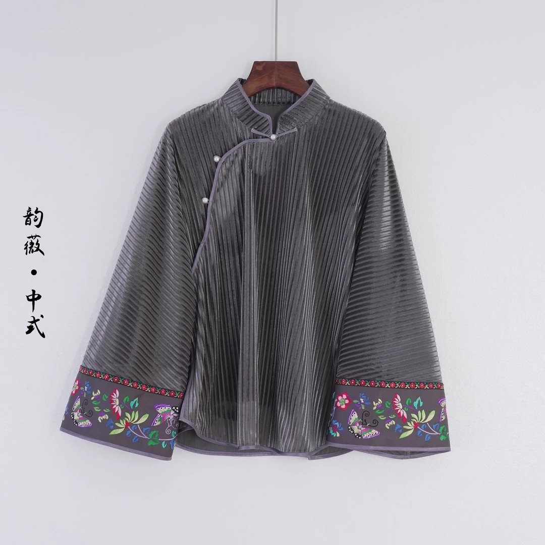 女士裤子中国风传统国风中式手推绣时尚百搭裤子K25012602