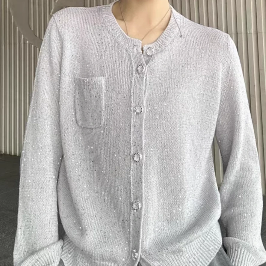 AMASS/阿玛施时尚洋气亮片针织开衫长袖百搭显瘦/548015