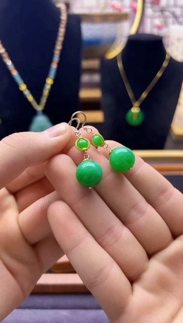 【闪购商品】翡翠耳饰14K金镶嵌E103