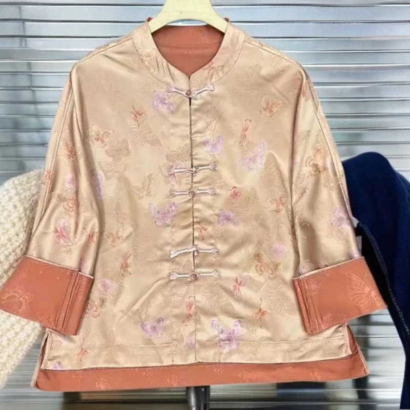 542【云锦坊】新款网红新中式双面提花重工粉蝶提花ins外套