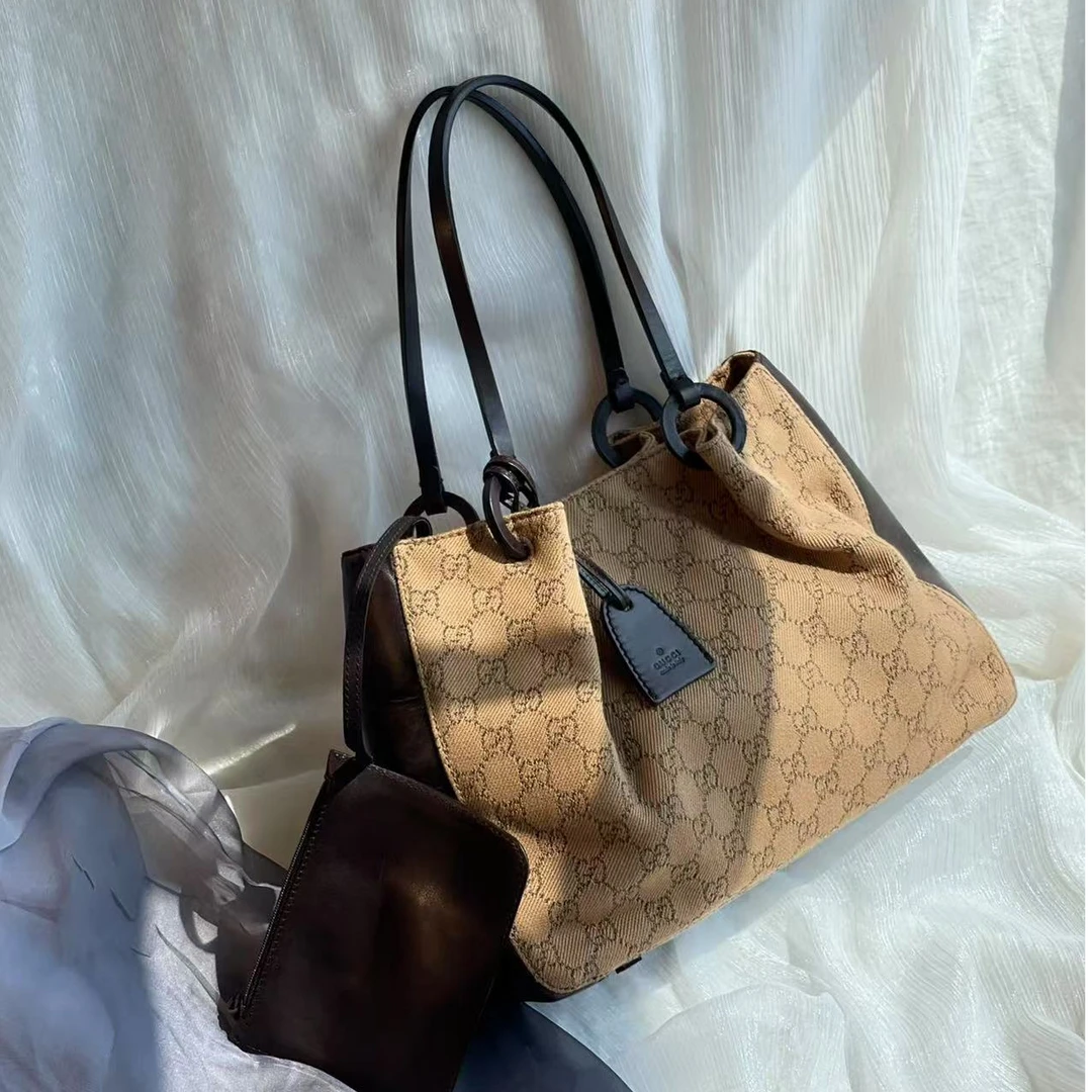 95新 GUCCI/古驰 子母托特包老花拼棕色托特包/BGH003690097