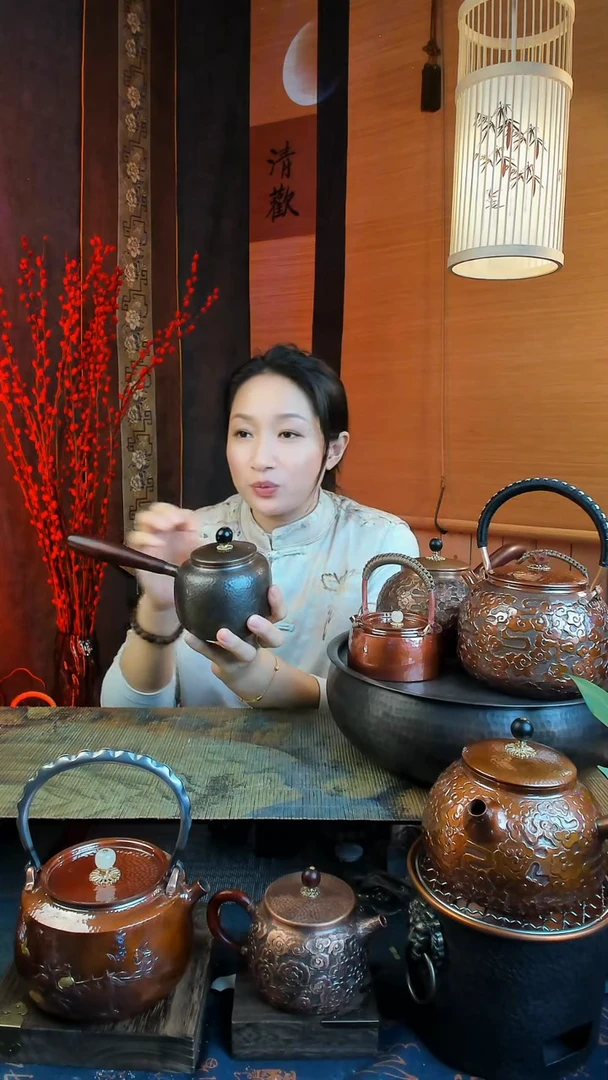 【闪购商品】450ml紫铜做旧色侧把烧水壶