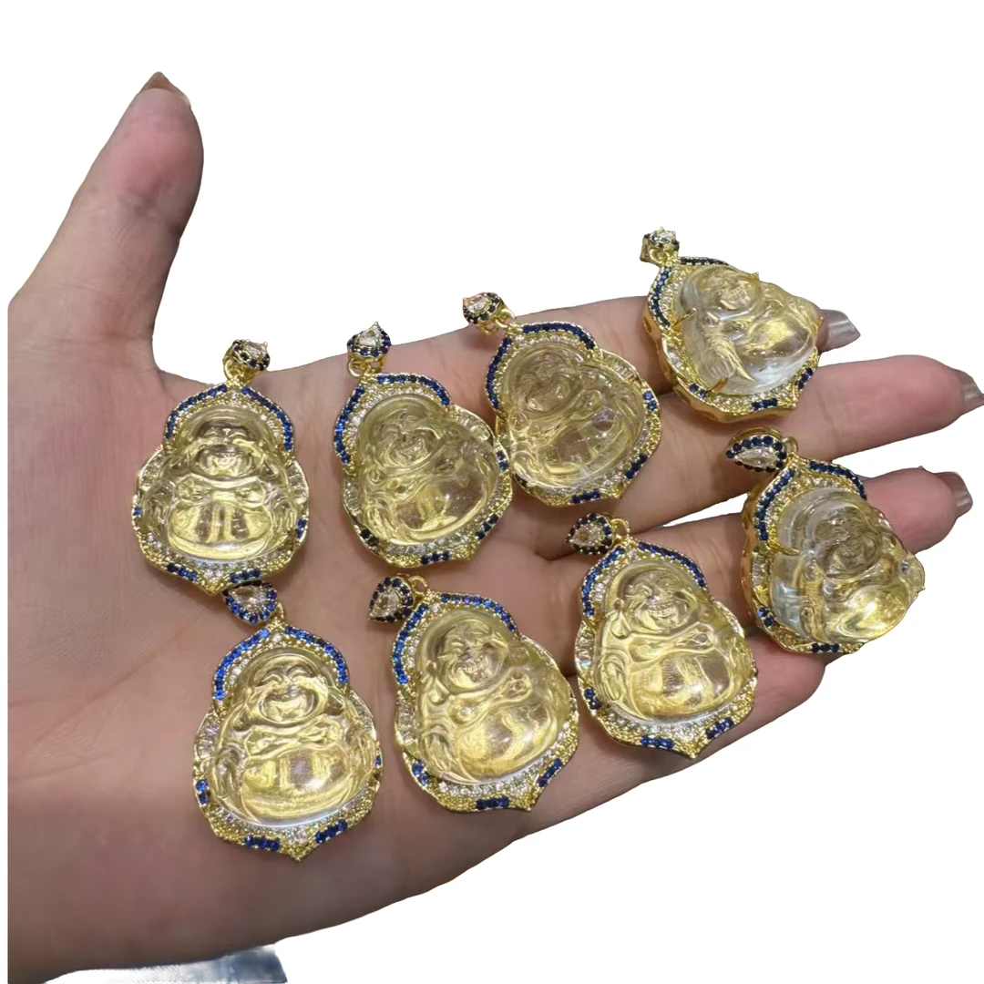 (福小满)TC10016福小满白水晶冰润冰透佛公吊坠豪镶款～赠礼盒