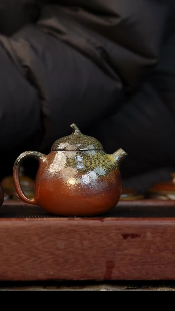 茶壶紫砂柴烧紫砂 紫泥茄瓜 180cc