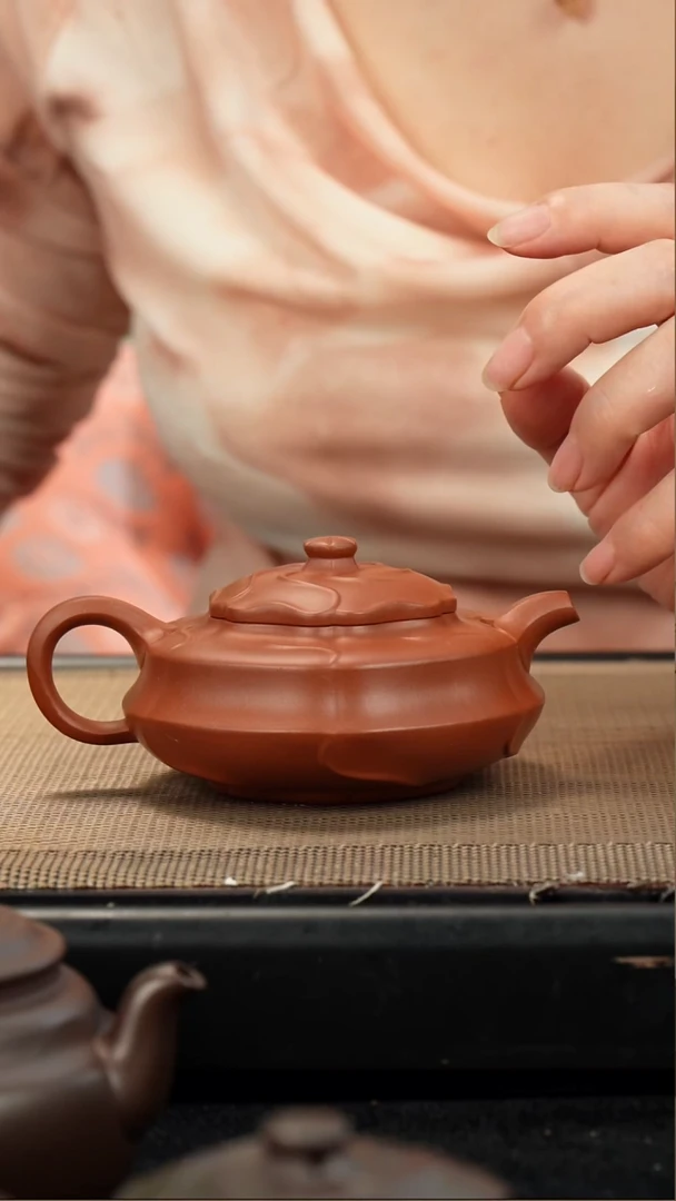 茶壶紫砂生砂朱泥筋纹风谣居士150