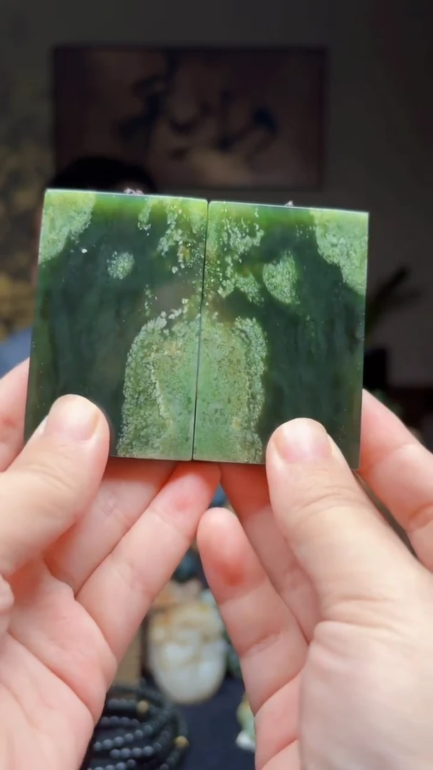 和田玉未镶嵌挂件意境牌（一对）