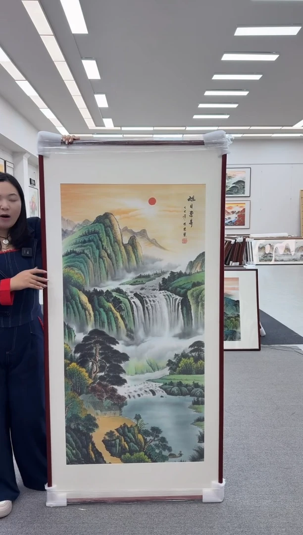 国画手绘172*85旭日东升
