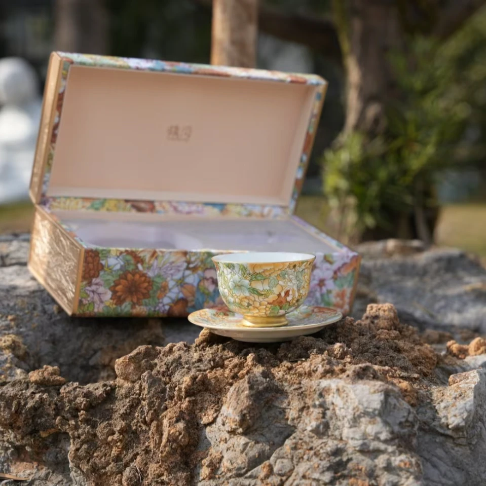 【年末专场】 万花杯 粉彩 黄