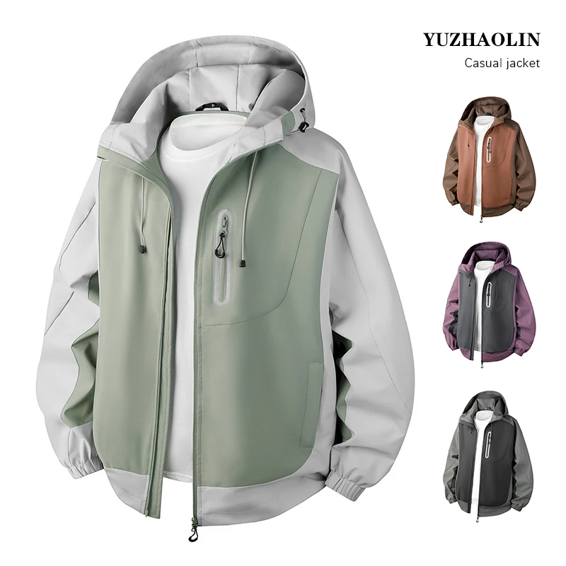 美式冲锋衣男女款外套户外三防撞色登山服宽松廓行工装连帽夹克