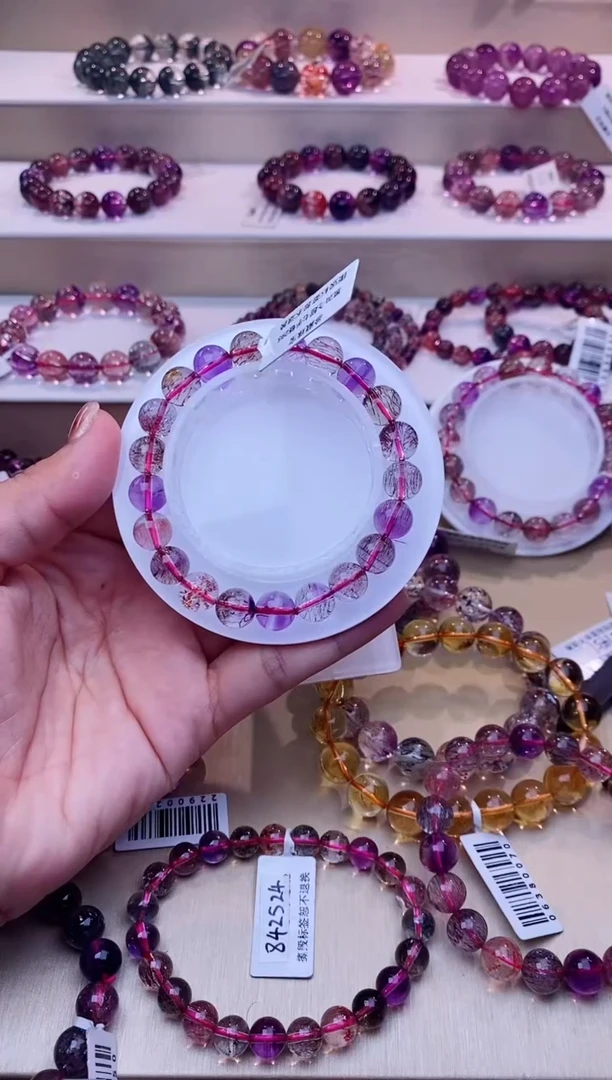 未镶嵌手链水晶黑加仑超七单圈9m+