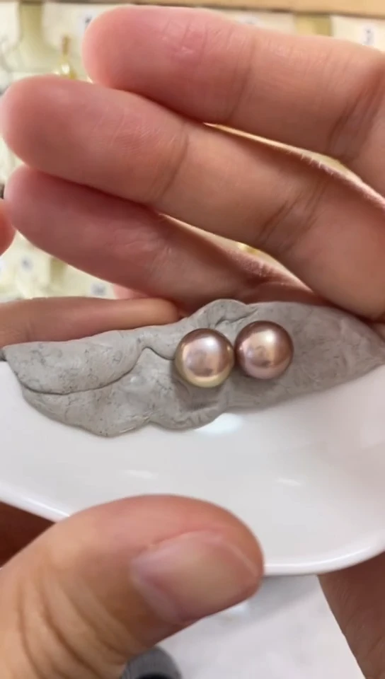 银S925镶嵌耳饰淡水珍珠9-10mm