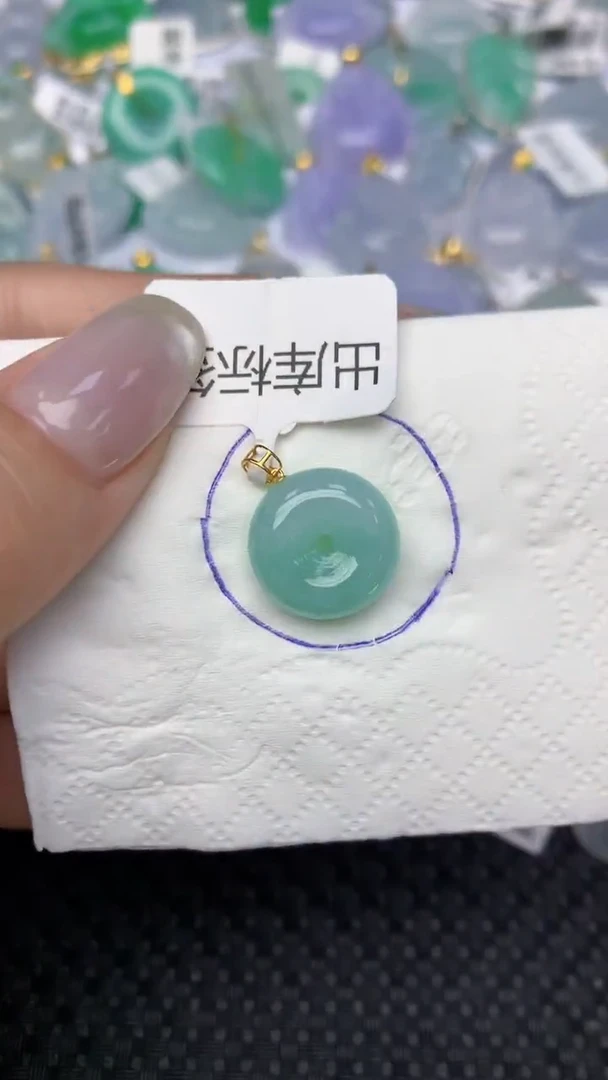 翡翠18K金镶嵌颈饰天然缅甸翡翠a货百元以上9元证书费自理