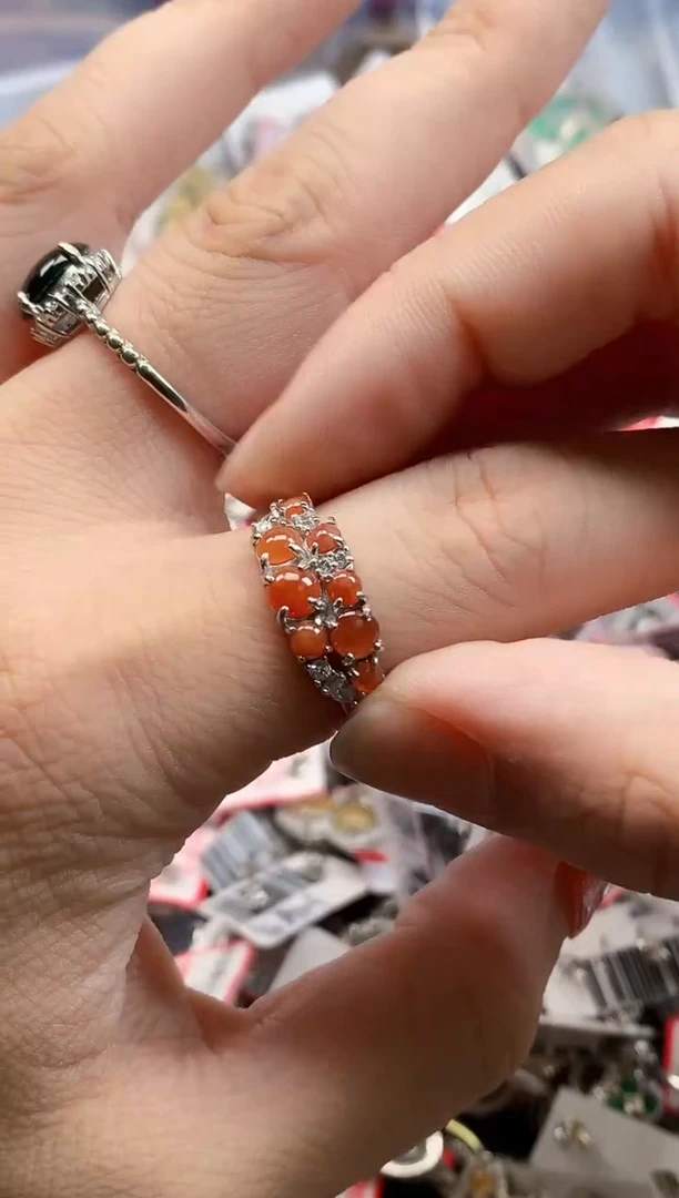 银S925镶嵌戒指翡翠天然A货缅甸翡翠