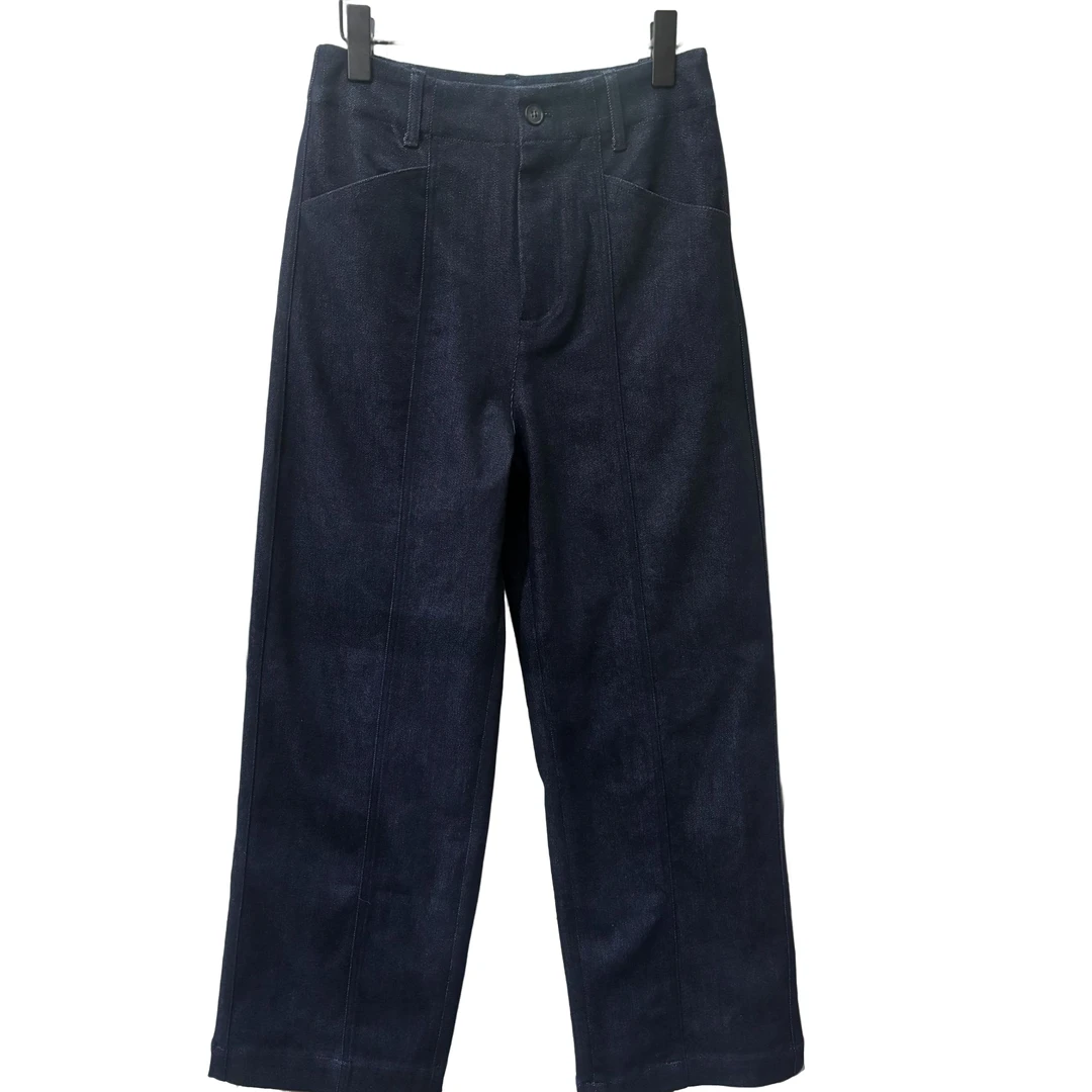 南油小众设计师新品竖线净版牛仔裤30218