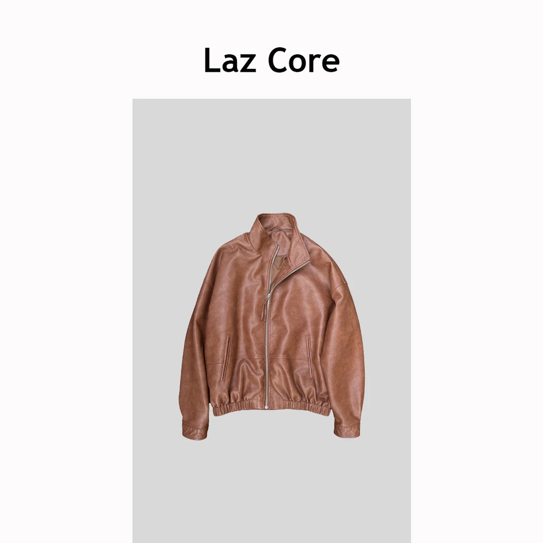 Laz Core/慵刻男女同款休闲潮流韩版痞帅ins夹克皮衣